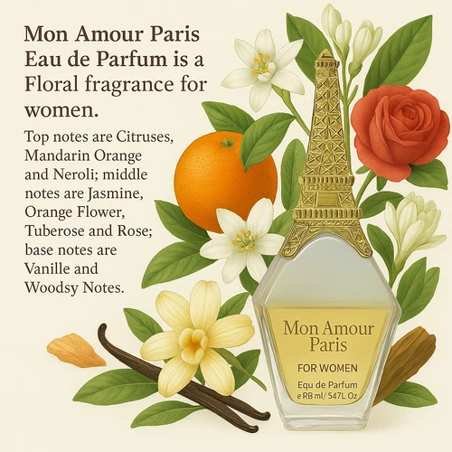 5ml: Mon Amour Paris Women's Perfume Amazing Scent Fragrance Eau de Parfum Cologne for Women Daily Used 3.4 Fluid Ounce