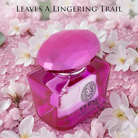 5ml: Verse Pink Crystal Intense for Women 3.4 fl Oz - Fruity & Floral Scents of Raspberry, Peony, Magnolia & Lotus Flowers - Base Notes of Amber, Vibrant Musk & Deep Mahogany Wood - Elegant 100ml Bottle