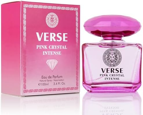 5ml: Verse Pink Crystal Intense for Women 3.4 fl Oz - Fruity & Floral Scents of Raspberry, Peony, Magnolia & Lotus Flowers - Base Notes of Amber, Vibrant Musk & Deep Mahogany Wood - Elegant 100ml Bottle