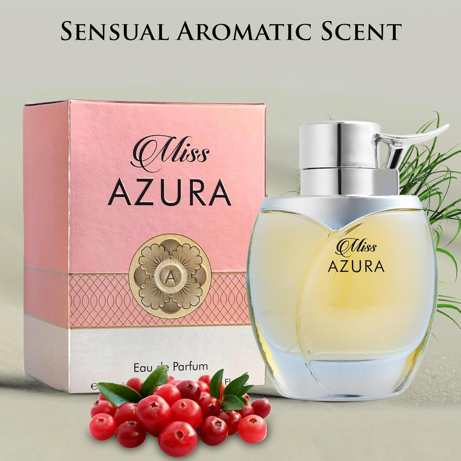 5ml: Miss Azura - Top Notes of Ginger Flower, Orange Blossom, Pink Pepper & Pomegranate - Middle Scent of Dulce de Leche & Datura - Base of Tonka Bean, Patchouli & Haitian Vetiver - Elegant 100ml Bottle