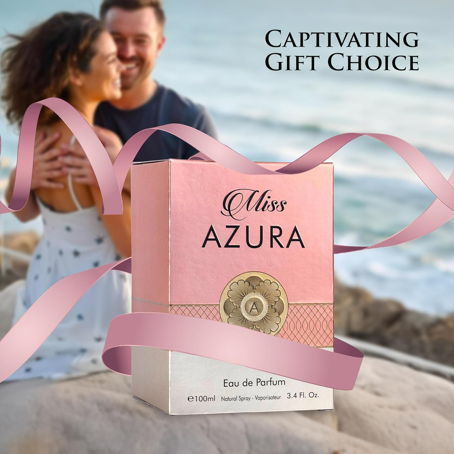 5ml: Miss Azura - Top Notes of Ginger Flower, Orange Blossom, Pink Pepper & Pomegranate - Middle Scent of Dulce de Leche & Datura - Base of Tonka Bean, Patchouli & Haitian Vetiver - Elegant 100ml Bottle