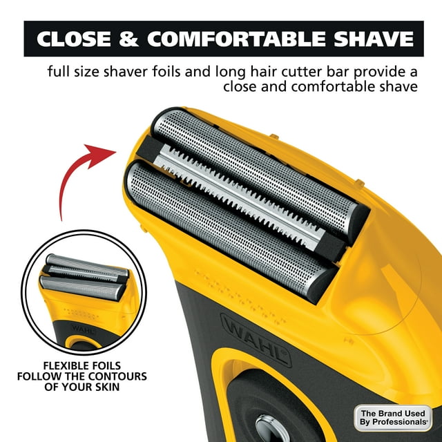 Wahl Life Proof Shaver, Rechargeable Lithium Ion, Compact Flex Foil Shaver & USB Convenience, Men, Yellow - 3023681